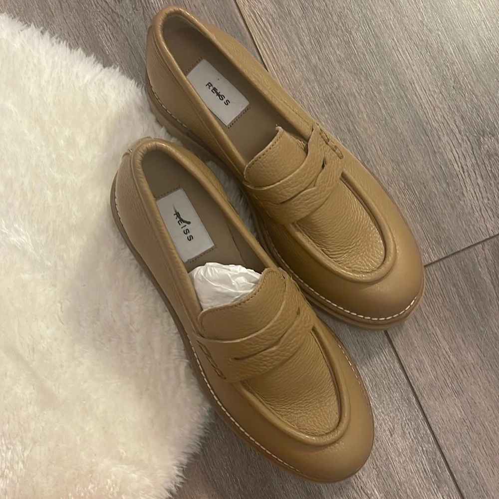 Reiss Beckton Brown Leather Loafers - Picture 3 of 8